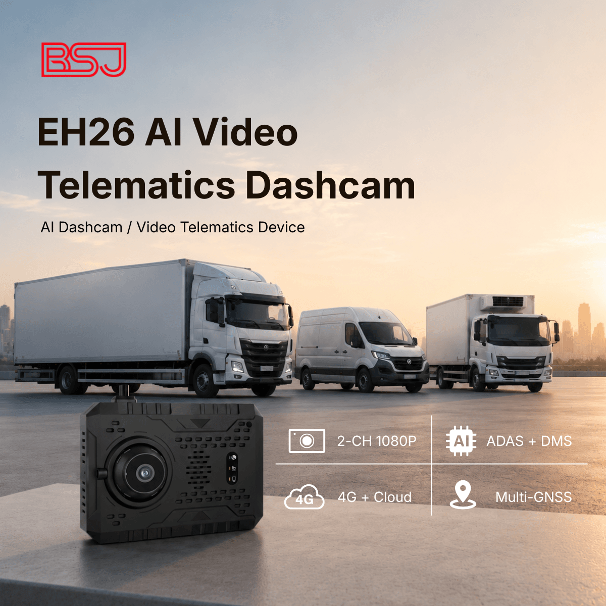 BSJ EH26 AI 2-Channel Dashcam for Smart Fleet Management 